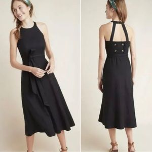 Anthropologie | Greta Linen Midi Dress - Black